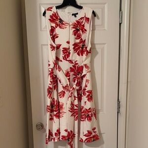 Lane Bryant Red Floral Midi Dress
